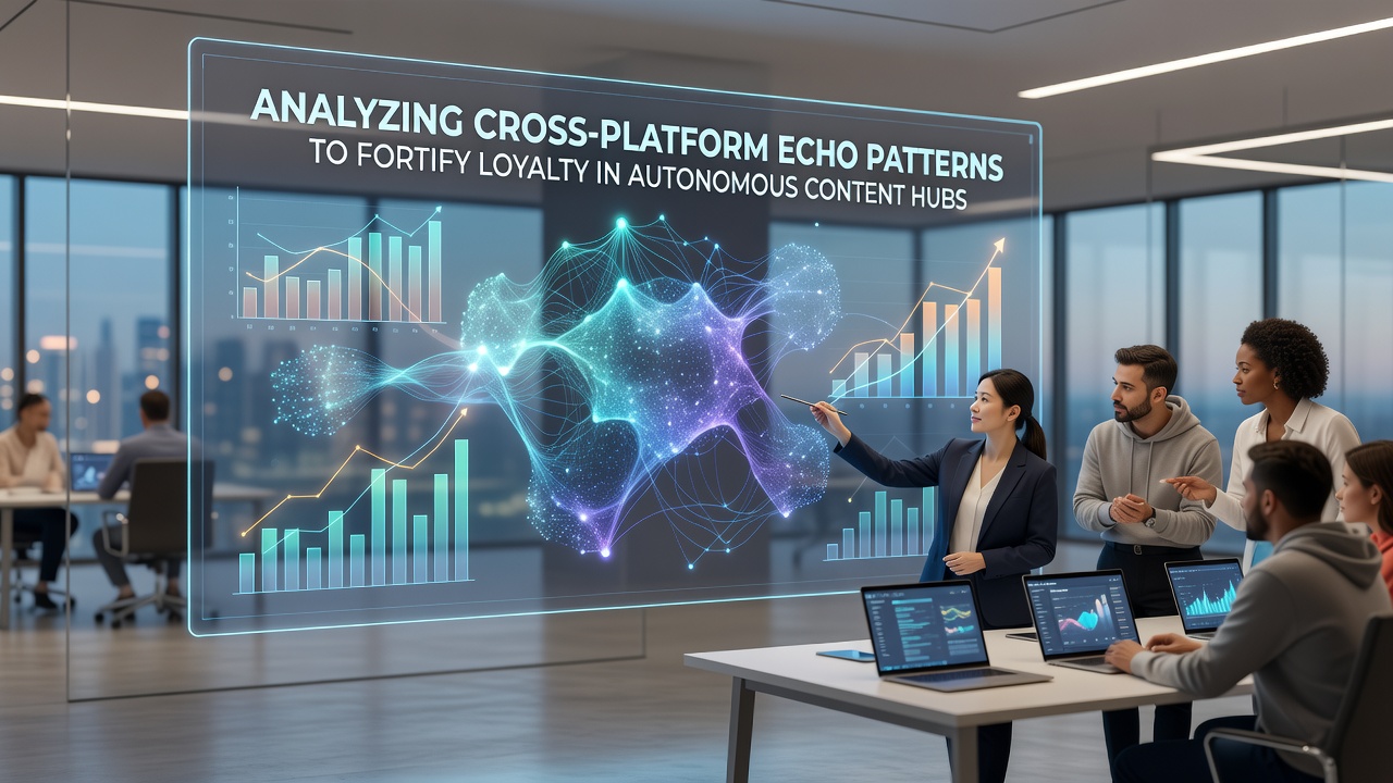 Audience loyalty metrics dashboard displaying echo pattern correlations with retention graphs from autonomous content hubs