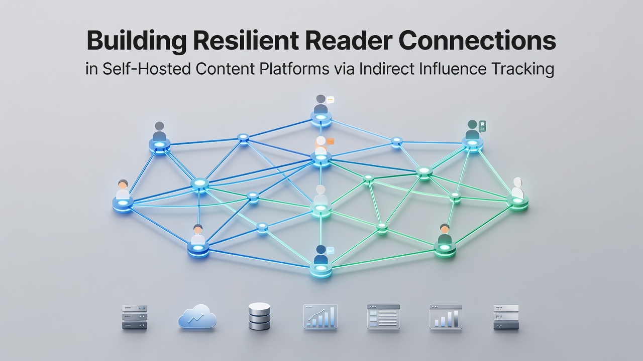 Screenshot of a self-hosted analytics dashboard displaying referral graphs and influence node connections
