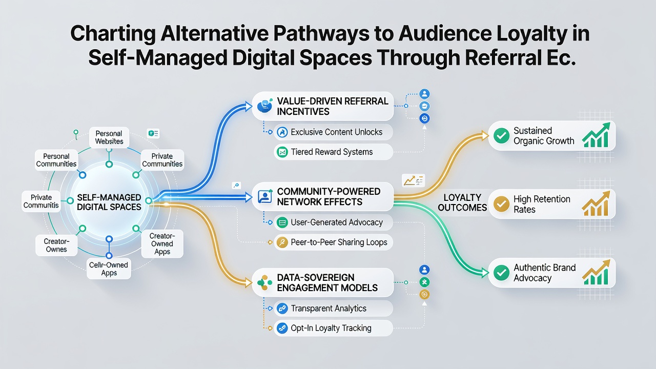 Visualization of audience loyalty metrics derived from referral networks in independent digital communities
